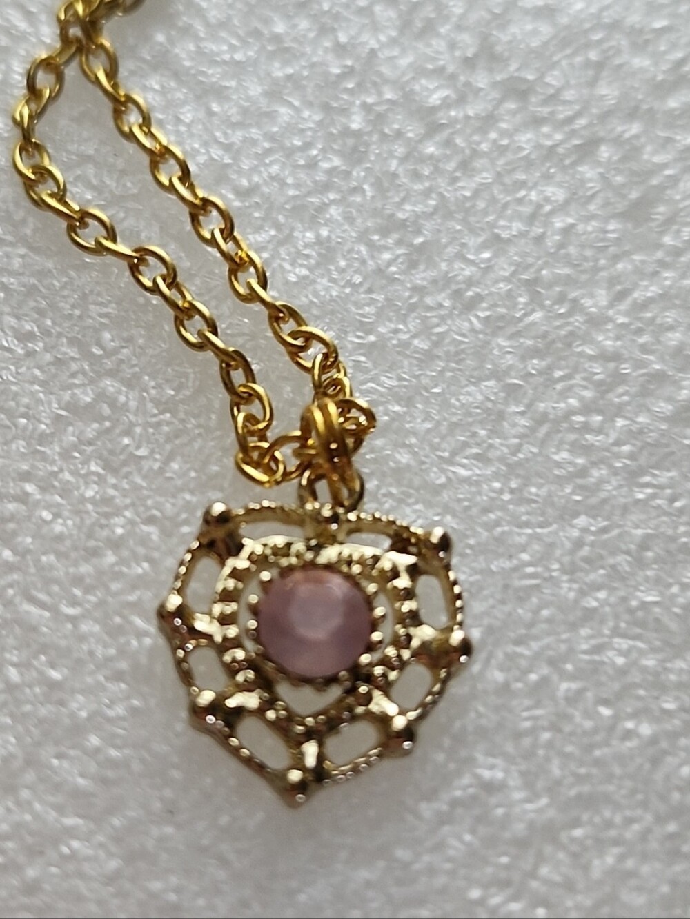 Hand Crafted Gold Bracelet / Anklet with Pink Stone Accent